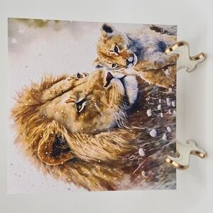 4x4 Lion With‎ Cub Gorgeous Fantasy Art Oil Painting Print